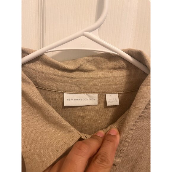 New York and Company  Nwt Sleeveless Collared Linene Jumpsuit With Waist Tie sz - Picture 4 of 11